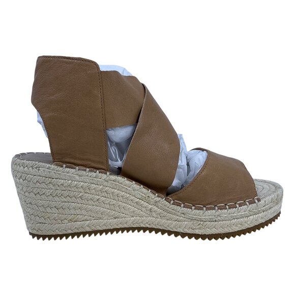 Eileen Fisher Women's Willow Tumbled Tan Leather Wedge Espadrille Sandal 8 - Picture 6 of 10